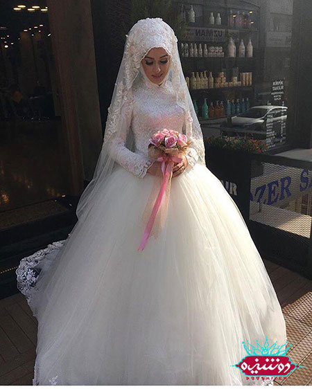 لباس عروس تور دار ساده